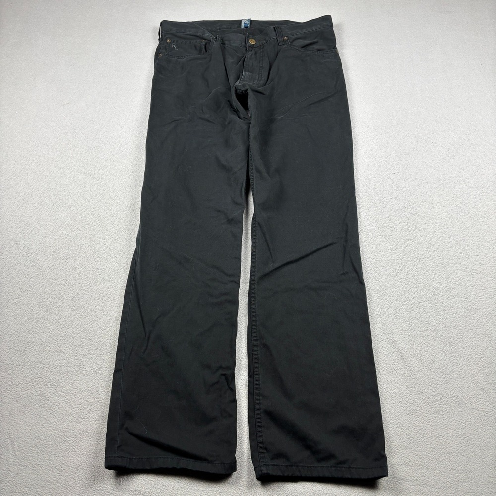 Polo Ralph Lauren Mens Black 100% Cotton Twill Straight Leg Pants 36x32